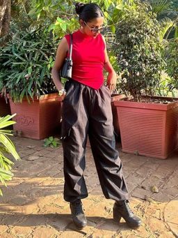 Outzidr - Black Parachute Cargo Pants