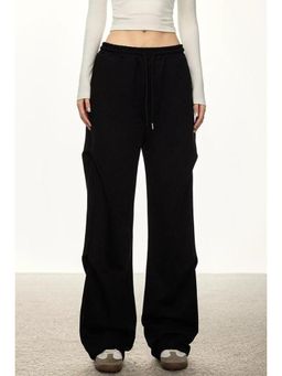 Outzidr - Pin Tucked Black Street Style Pants