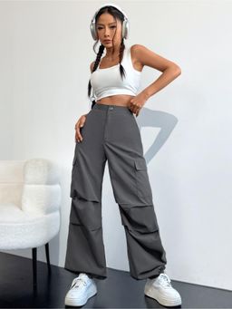 Outzidr - Pin-Tucked Grey Cargo Pants