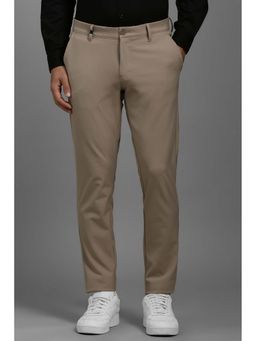 Louis Philippe - Men Beige Solid Casual Trouser
