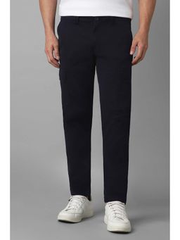 Louis Philippe - Men Navy Blue Solid Casual Trouser