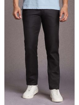Louis Philippe - Men Black Textured Casual Trouser