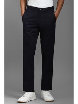 Louis Philippe - Men Navy Blue Solid Casual Trouser