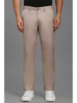 Louis Philippe - Men Beige Print Casual Trouser