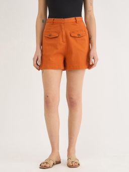ELLE - Women Orange Solid Relaxed Fit Short