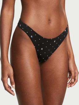 Victoria's Secret - Stretch Cotton High Leg Thong Panty - Black