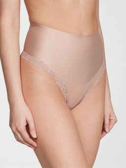 Victoria's Secret - Body by Victoria Smoothing Shimmer Lace-Trim Thong Panty - Beige