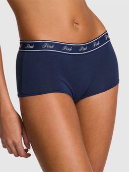 Victoria's Secret - PINK Logo Cotton Shine Boyshort Panty - Navy Blue