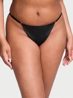 Victoria's Secret - Very Sexy Faux Leather Adjustable V-String Panty - Black