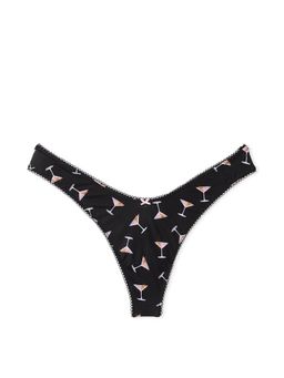 Victoria's Secret - Very Sexy Printed High-Leg Thong Panty - Black