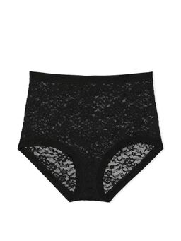 Victoria's Secret - No-Show Lace High-Waist Brief Panty - Black