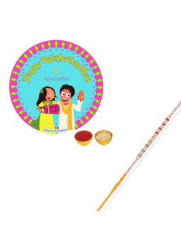 Accessher - Pearl Rakhi Elegant for Brother with Rice Roli & Card