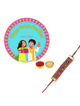 Accessher - Stylish Rakhi Elegant for Brother with Rice Roli & Card