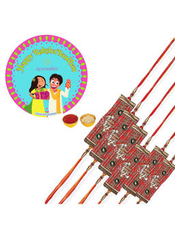 Accessher - Stylish Shree Rakhi Pack of 6 for Brother with Rice Roli & Card