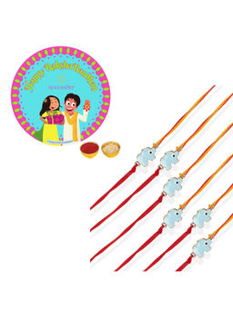 Accessher - Designer Elephant Rakhi for Brother Pack of 6