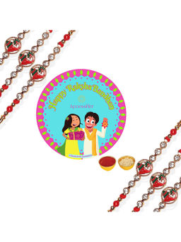 Accessher - Ganesh Rakhi for Beloved Brother Pack of 6 with Rice Roli & Card