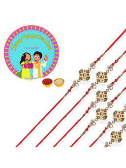 Accessher - Studded Rakhi Pack of 6 with Rice Roli & Card