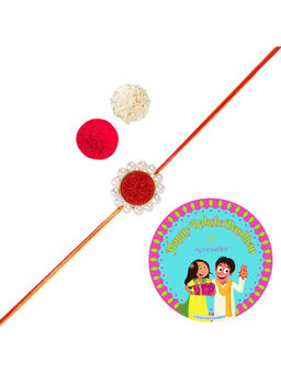 Accessher - Designer Druzy Stone Rakhi with Pearls for Brother with Rice Roli & Card