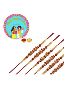 Accessher - Elephant Rakhi Stylish Pack of 6 for Brother with Rice Roli & Card