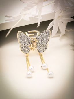PANASH - Embellished CZ Studded Butterfly Shaped Claw Clip