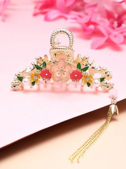 PANASH - Multi-Color Floral Embellished Claw Clip