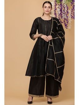 Kaanchie Nanggia - Black Kalidar Kurta Palazzo With Dupatta (Set of 3)