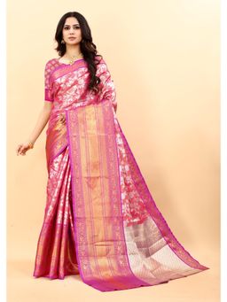 Yavira Silk - Pink Ethnic Wear Silk Blended Kanjeevaram Traditional Saree with Unstitched Blouse
