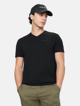 Pepe Jeans - Men Black Cotton/Lycra Half Sleeves T-shirt