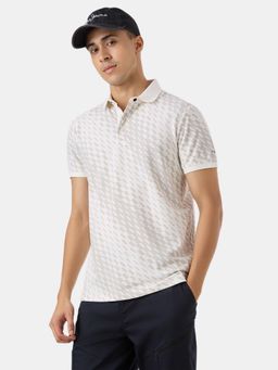Pepe Jeans - Men Off White Cotton/Lycra Half Sleeves Polo T-Shirt