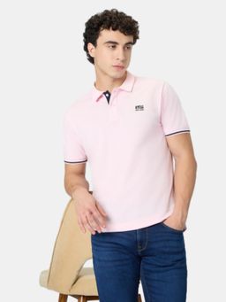 Pepe Jeans - Men Pink Cotton Blend Half Sleeves Polo T-Shirt