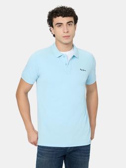 Pepe Jeans - Men Blue Cotton Blend Half Sleeves Polo T-Shirt