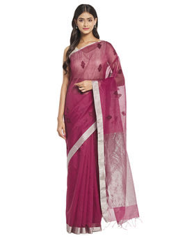 Fabindia - Magenta Chanderi Cotton Silk Saree