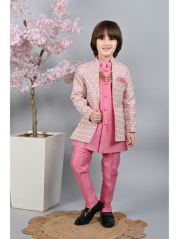 Ahhaaaa - Mauve Kids Thread Work Sherwani, Pant and Jacket (Set of 3)