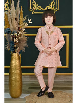 Ahhaaaa - Pink Kids Sequin Embellished Sherwani and Pant (Set of 2)
