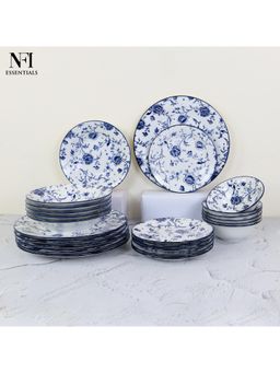 NFI Essentials - 24 Pcs Ceramic Dinner Set For Dining Patchwork Pattern Microwave & Dishwasher Safe