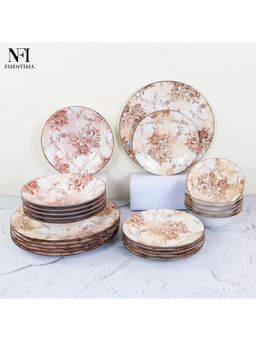 NFI Essentials - 24 Pcs Ceramic Dinner Set For Dining Patchwork Pattern Microwave & Dishwasher Safe