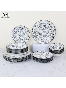 NFI Essentials - 24 Pcs Ceramic Dinner Set For Dining Patchwork Pattern Microwave & Dishwasher Safe