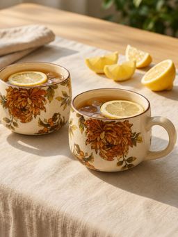 The Confetti Tree - Summer Orchard Stoneware Cappuccino Mug Set Of 2