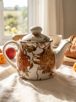The Confetti Tree - Summer Orchard Stoneware Tea Kettle Floral Ceramic Teapot With Lid