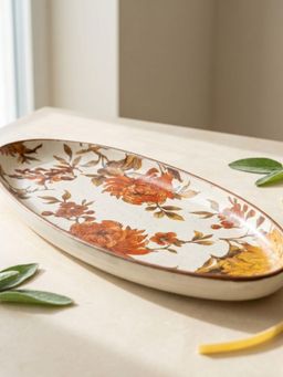 The Confetti Tree - Summer Orchard Stoneware Oval Serving Tray Floral Ceramic Platter