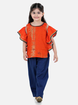 BownBee - Ruffle Sleeve Top with Pants - Orange (Set of 2)