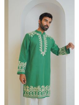 HOUSE OF KARI - Cotton Arri Work Green Kurta