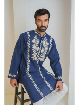HOUSE OF KARI - Cotton Arri Work Blue Kurta