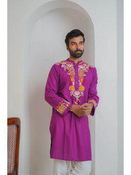 HOUSE OF KARI - Cotton Arri Work Purple Kurta