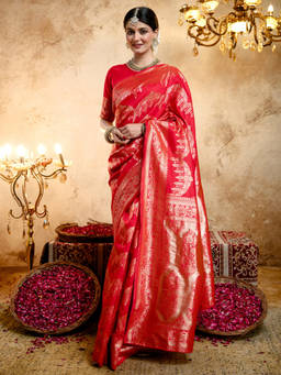 Nyri - Red Silk Zari Weaving Saree