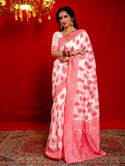 Nyri - White Silk Weaving Saree