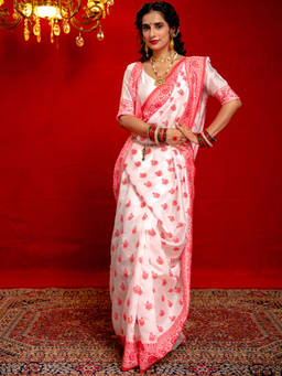 Nyri - White Silk Weaving Saree