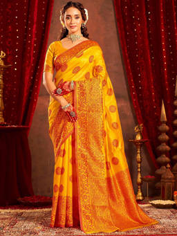 Nyri - Yellow Silk Weaving Saree