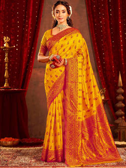 Nyri - Yellow Silk Weaving Saree