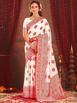 Nyri - White Silk Weaving Saree